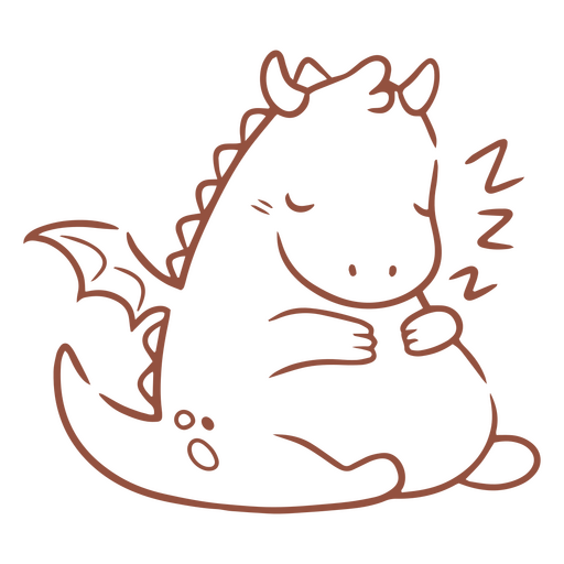 Baby dragon kawaii stroke sleeping PNG Design