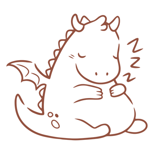 Bebé dragón kawaii trazo durmiendo Diseño PNG