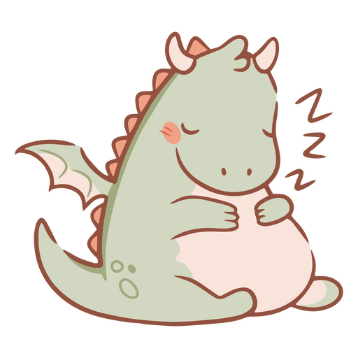 Bebé dragón kawaii durmiendo Diseño PNG