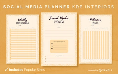 Planejador de mídia social KDP design de interiores