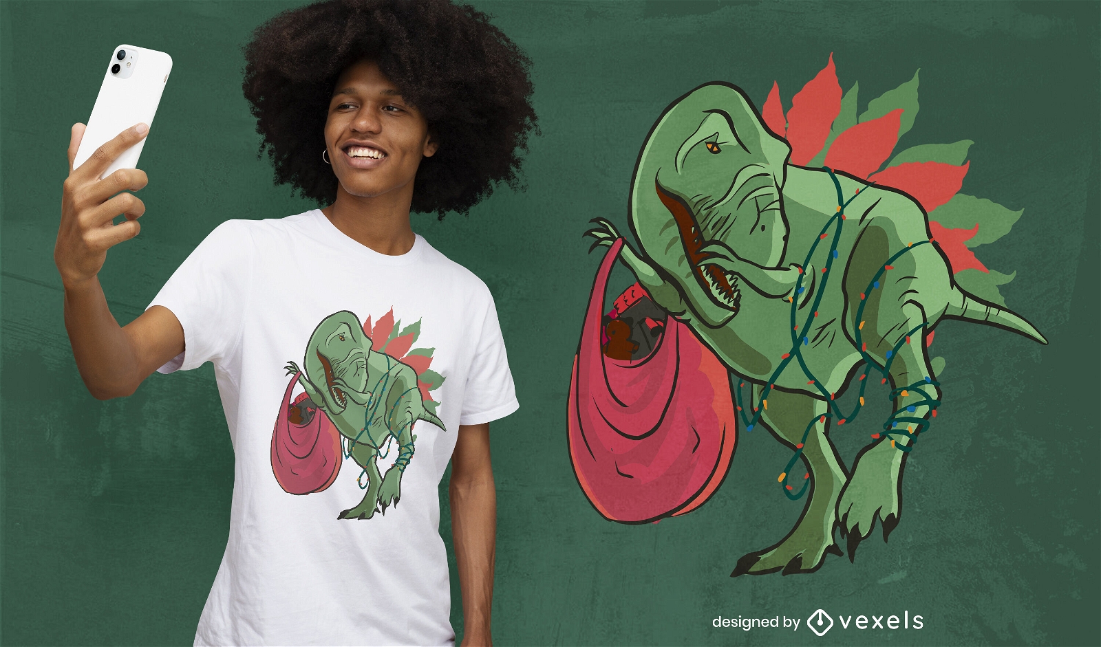 Desenho de t-shirt de tiranossauro com pinceladas