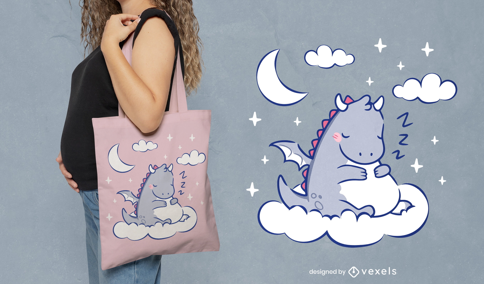 Diseño de bolsa de asas Sleepy Dragon