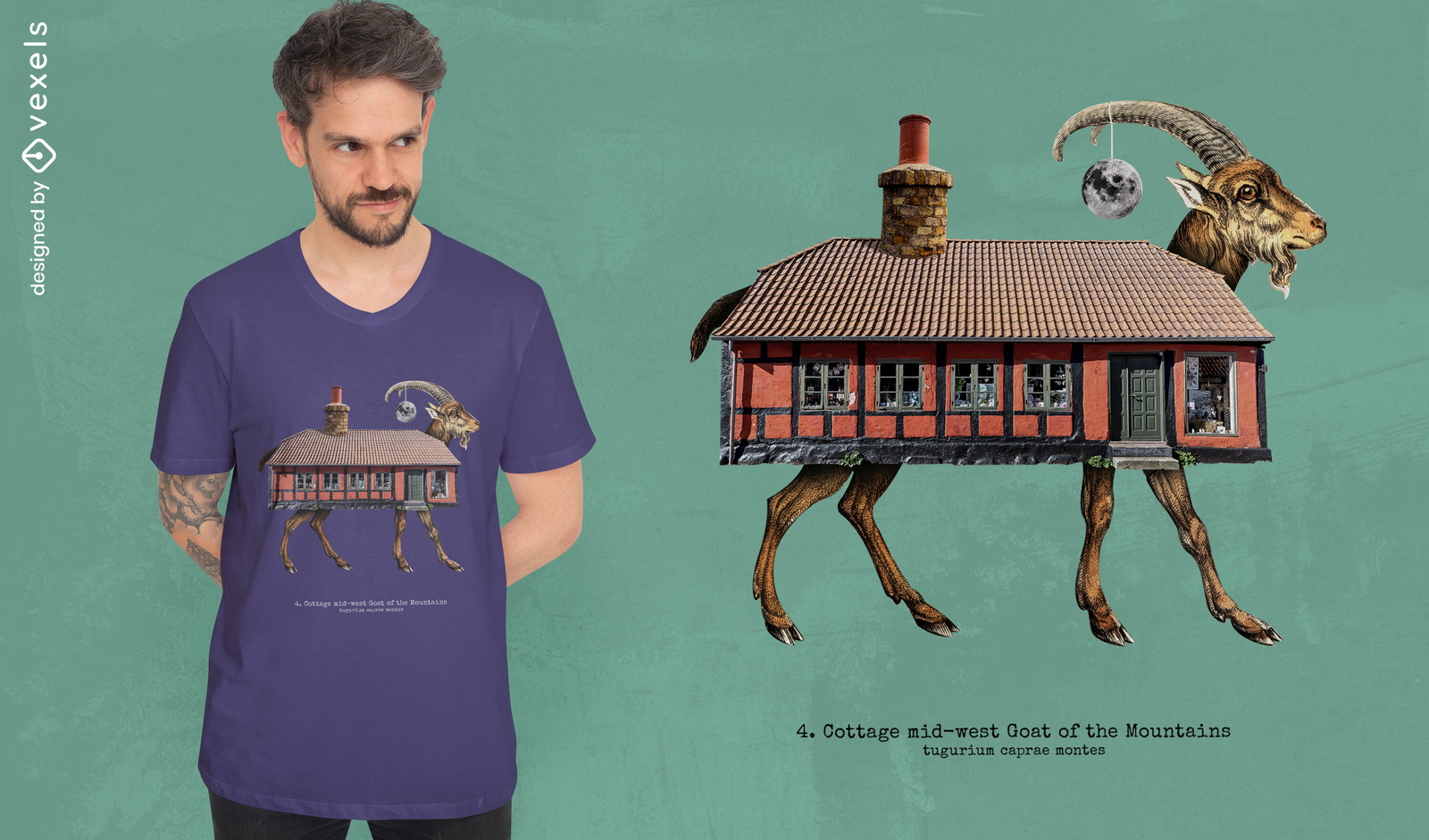 Camiseta de construcción de casa de animal de cabra psd