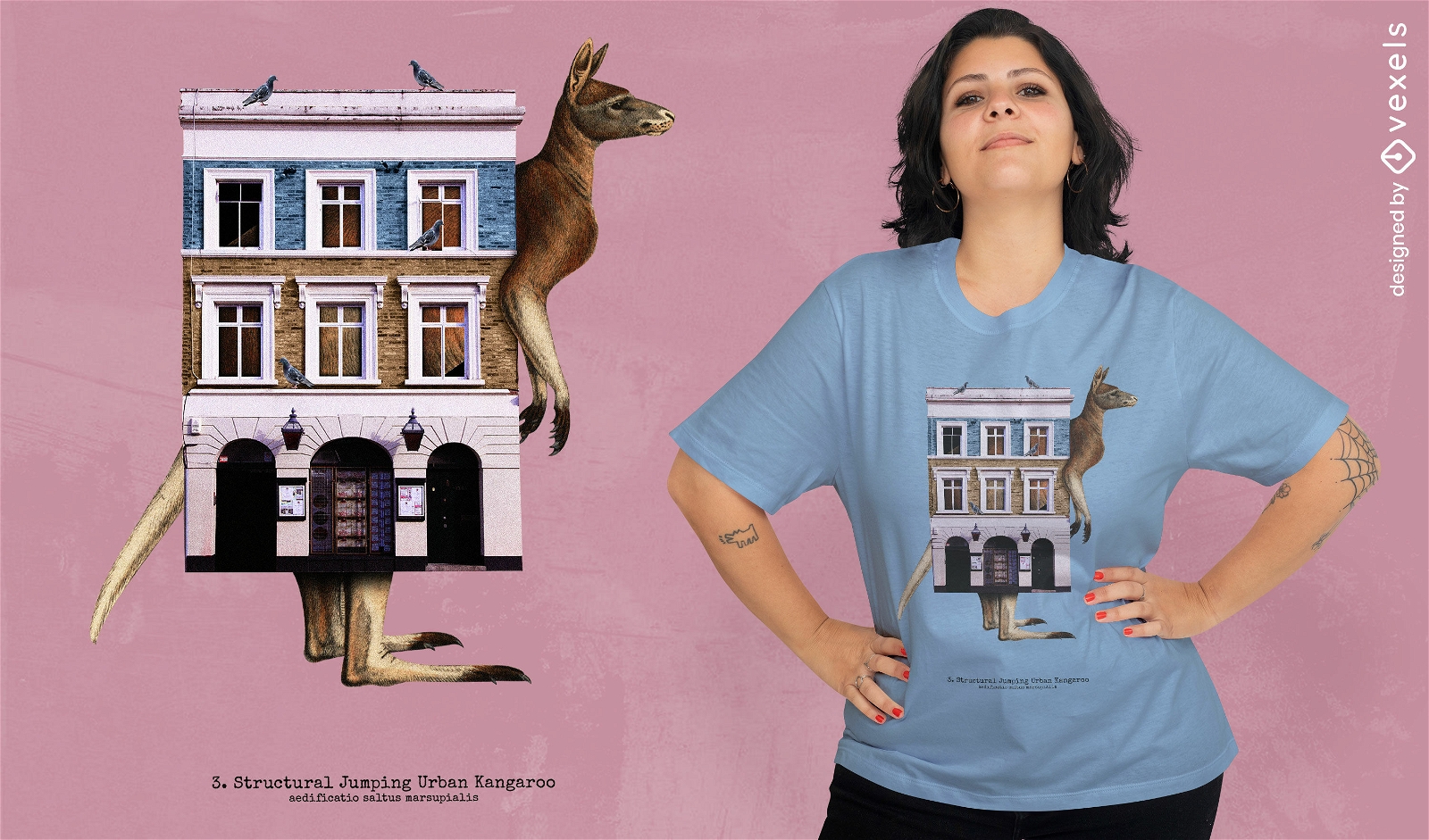 Camiseta de construcción de casa animal canguro psd