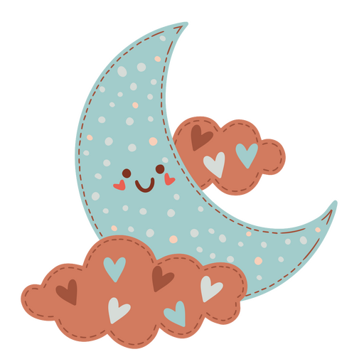 Cute blue moon and pink clouds PNG Design