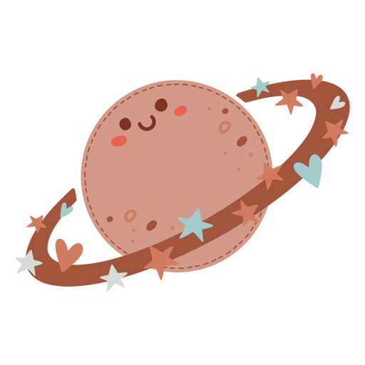 Cute brown Saturn PNG Design