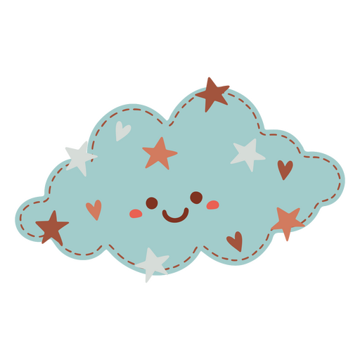Blaue süße Wolke mit Sternen PNG-Design