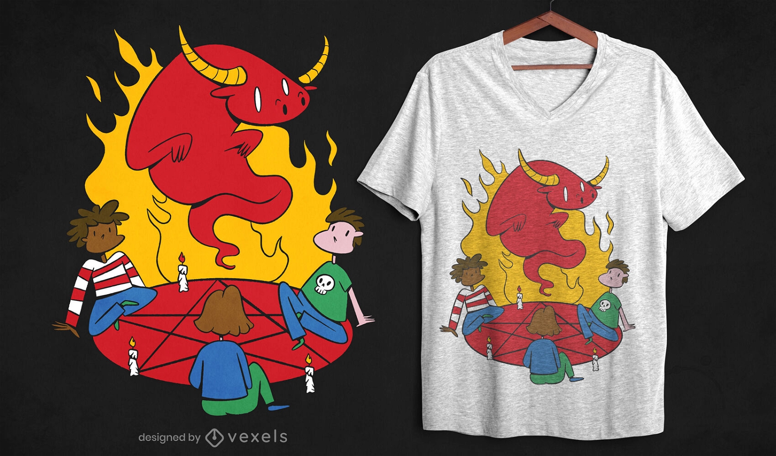 Kids in cult devil t-shirt design