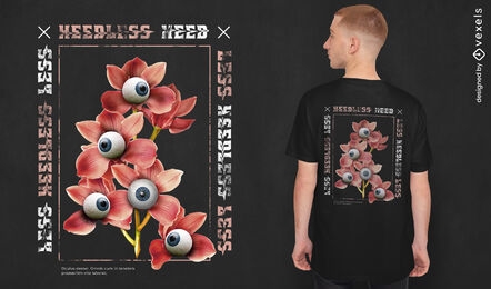Flores com olhos 3D t-shirt da natureza psd