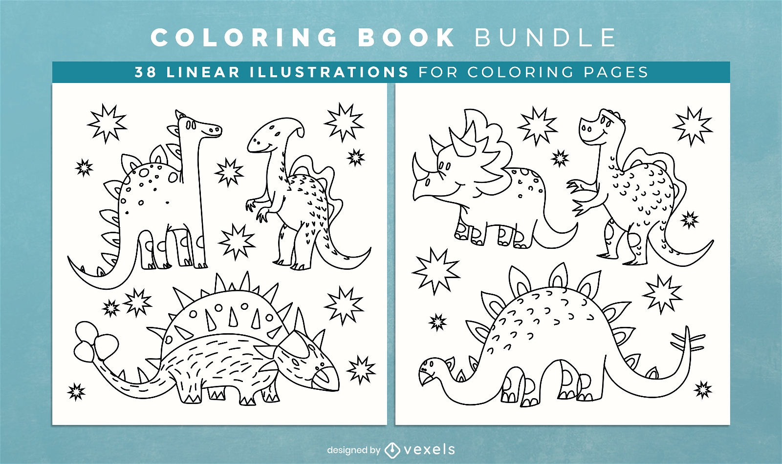 Dinosaurios para colorear páginas de diseño de libros