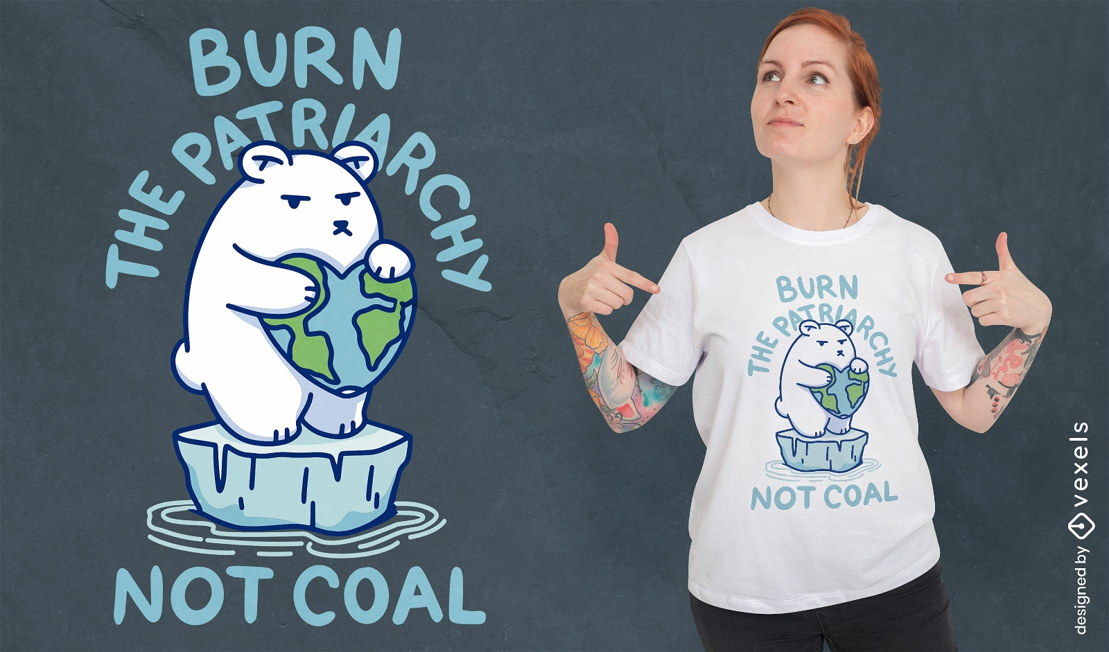 Design de camiseta do urso polar Burn the Patriarchy