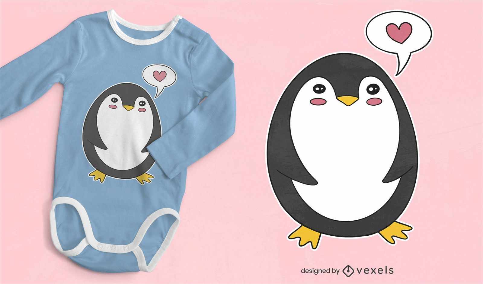 Cute penguin character t-shirt design
