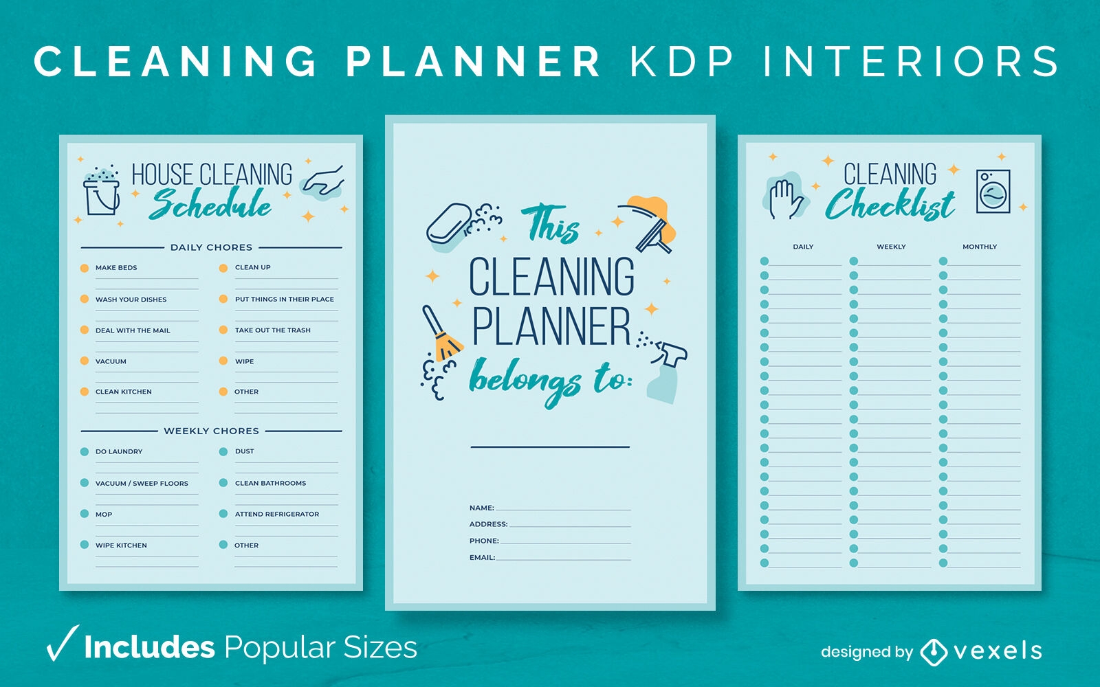 House cleaning diary design template KDP