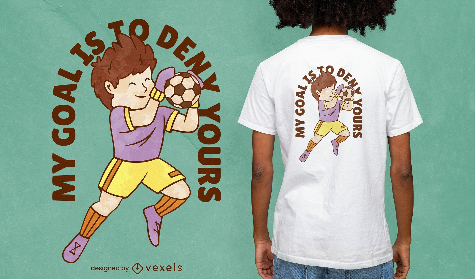 Design de camiseta com citação de goleiro de futebol