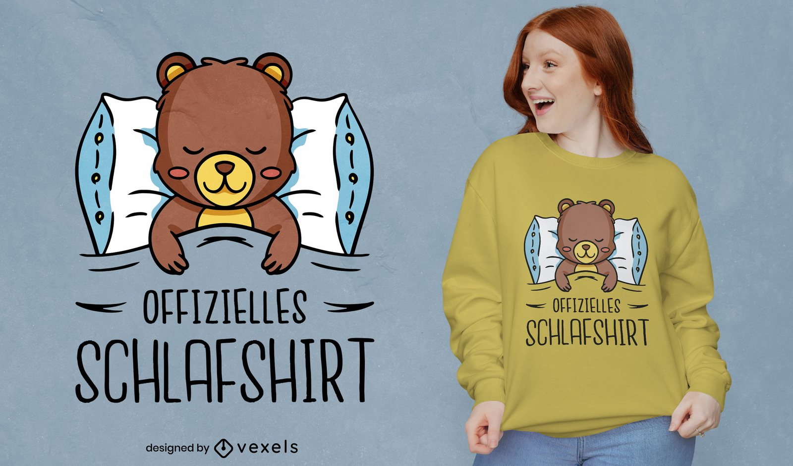 Offizielles Schlafhemd mit niedlichem Bären-T-Shirt-Design