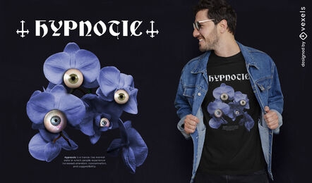 Blue flowers with eyes nature t-shirt psd