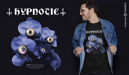 T-shirt de flores azuis com olhos natureza psd