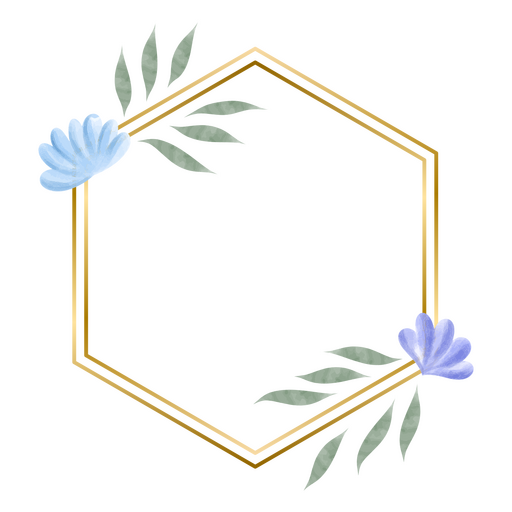 Hexagon floral watercolor frame PNG Design