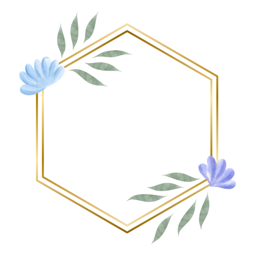 moldura em aquarela floral hexágono Desenho PNG