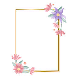 Rechteckiger Blumenaquarellrahmen PNG-Design