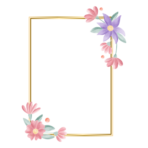 Marco de acuarela floral rectangular Diseño PNG