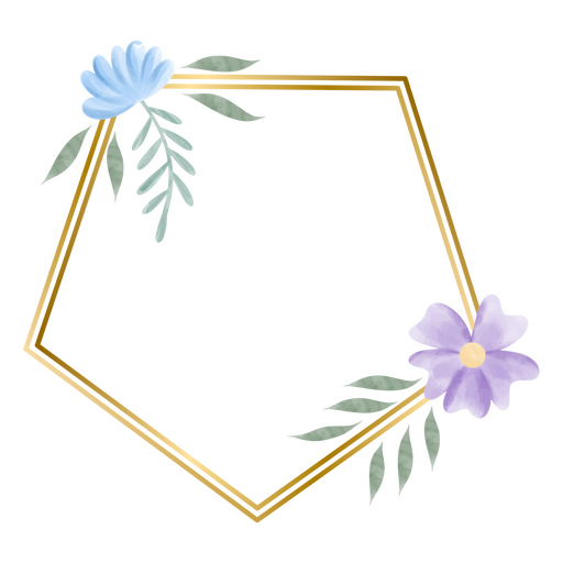 Pentagon floral watercolor frame PNG Design