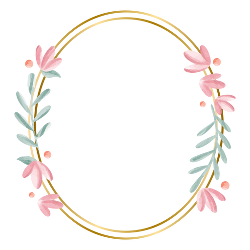 Oval floral watercolor frame PNG Design
