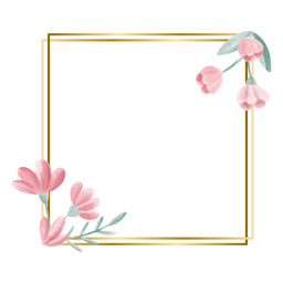 moldura quadrada floral em aquarela Desenho PNG