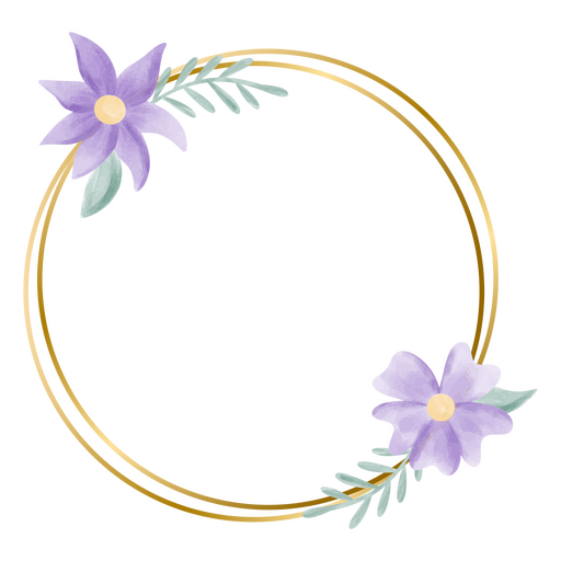 Circle floral watercolor frame PNG Design