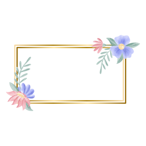 Marco rectangular acuarela floral Diseño PNG