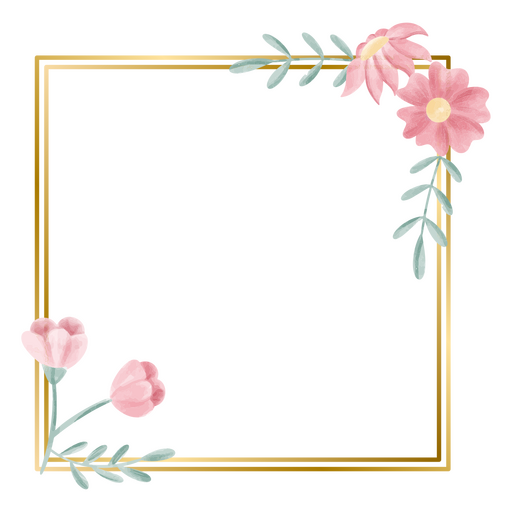 Cuadrado de marco de acuarela floral Diseño PNG