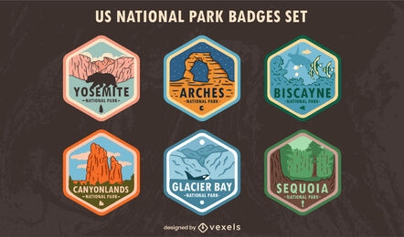 Conjunto de emblemas do parque nacional dos EUA