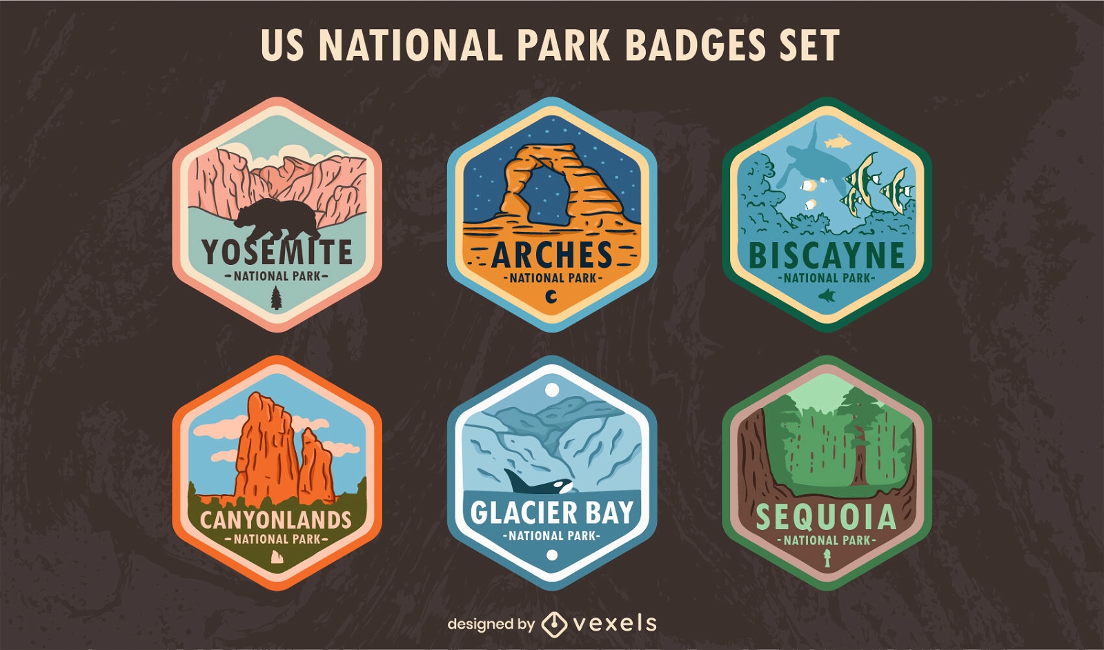 Conjunto de insignias del parque nacional de EE. UU.