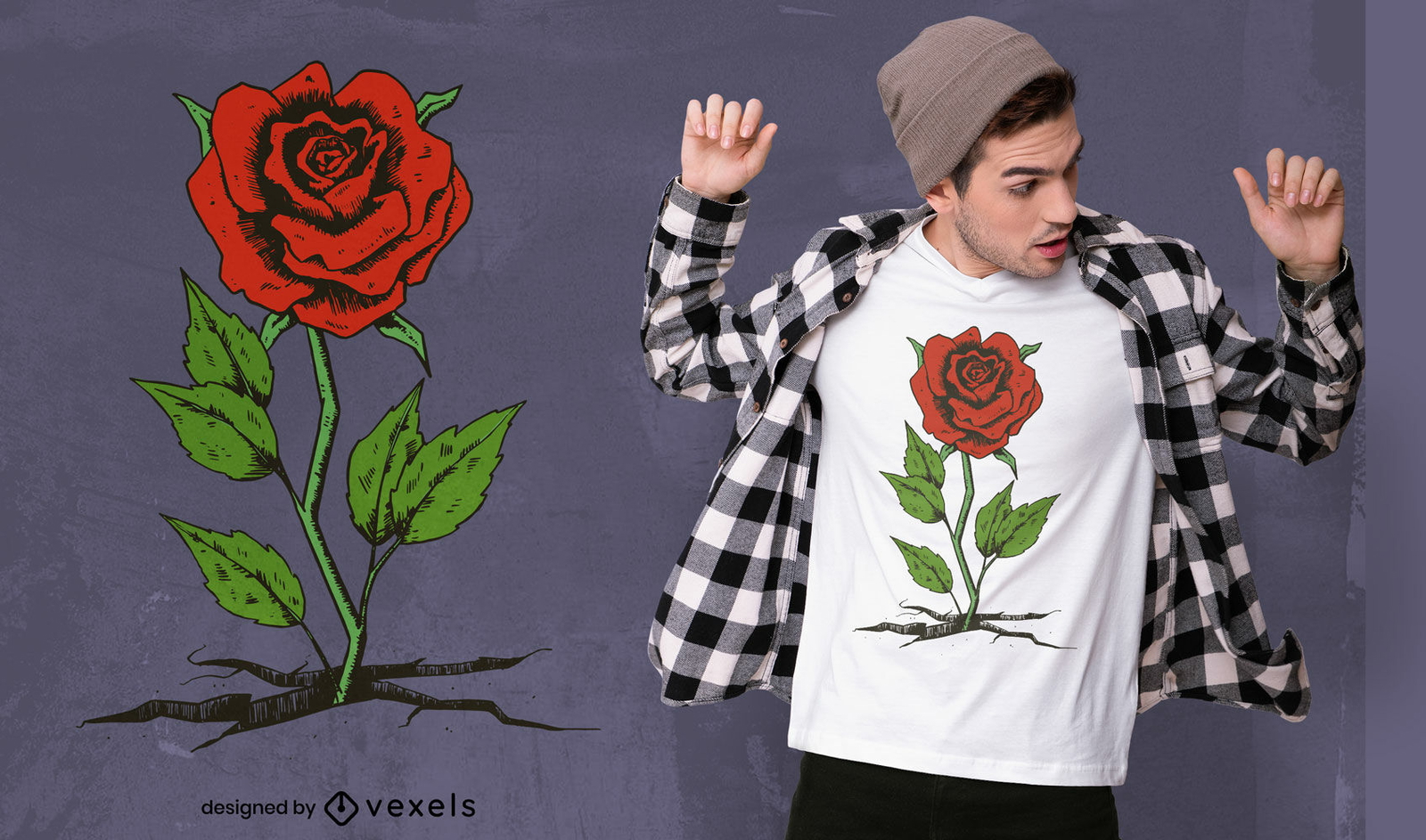 Diseño de camiseta Rose and Crack