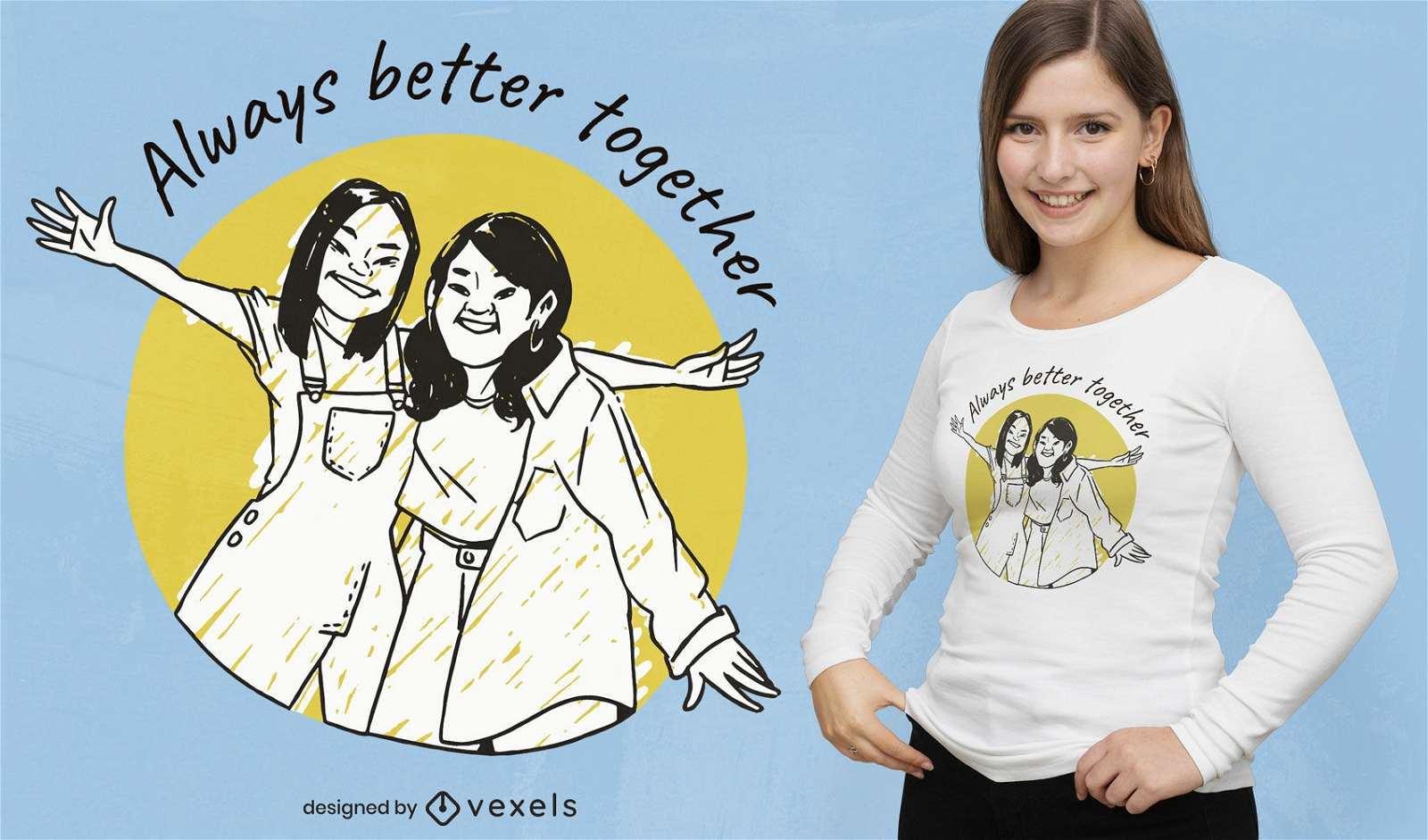 Design de camisetas para meninas juntas