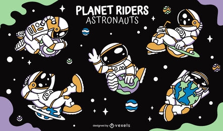 Conjunto de caracteres de astronautas de Planet Riders