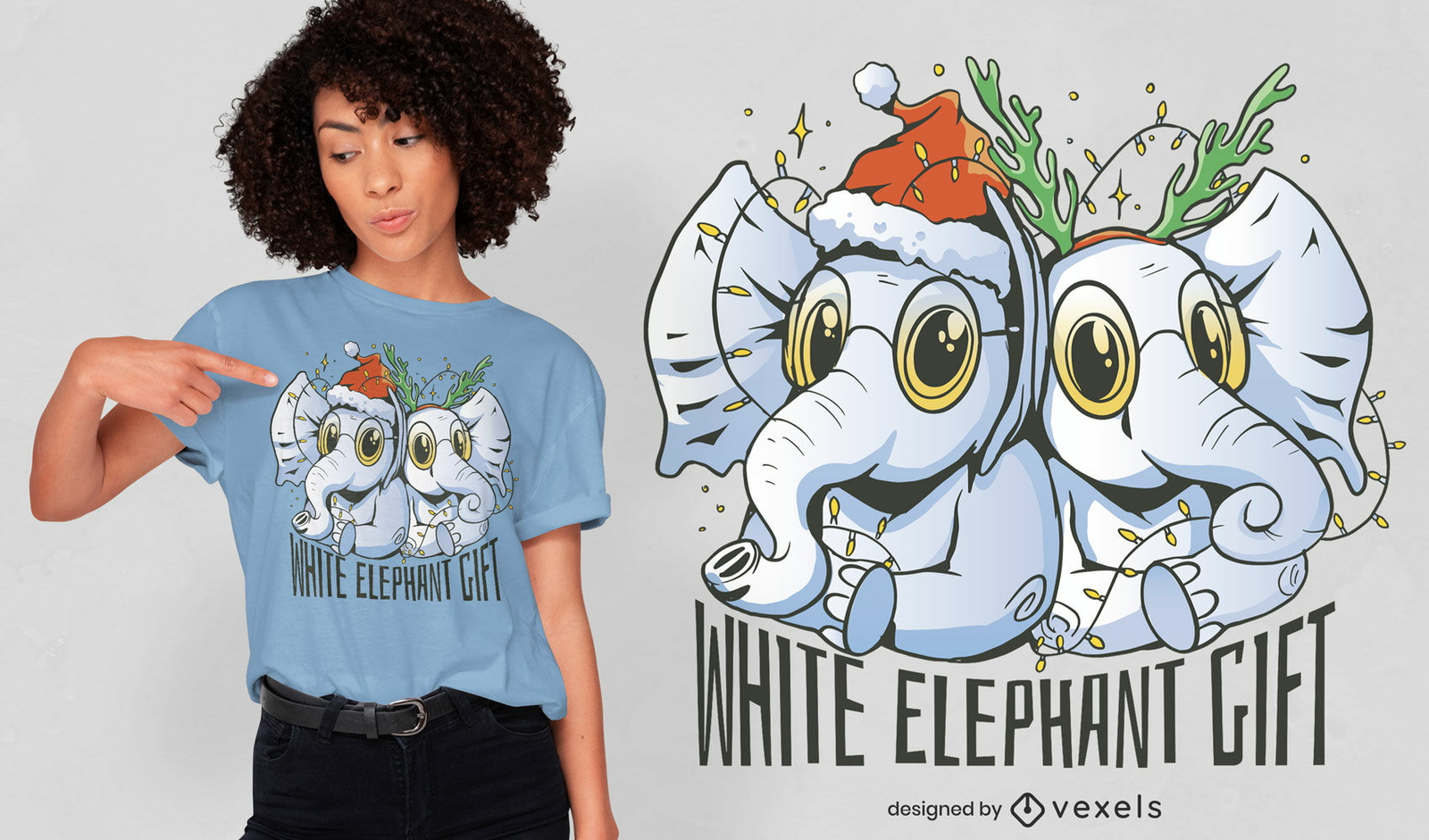 Weißer Elefant Geschenk Weihnachts-T-Shirt Design