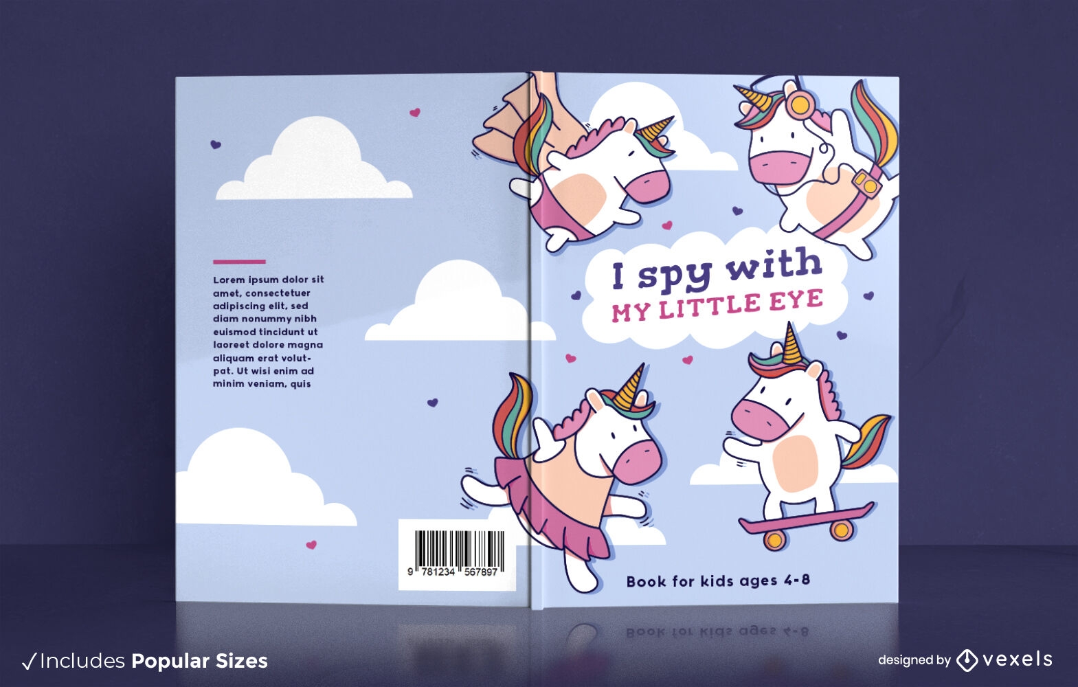 Diseño de portada de libro de unicornio espía