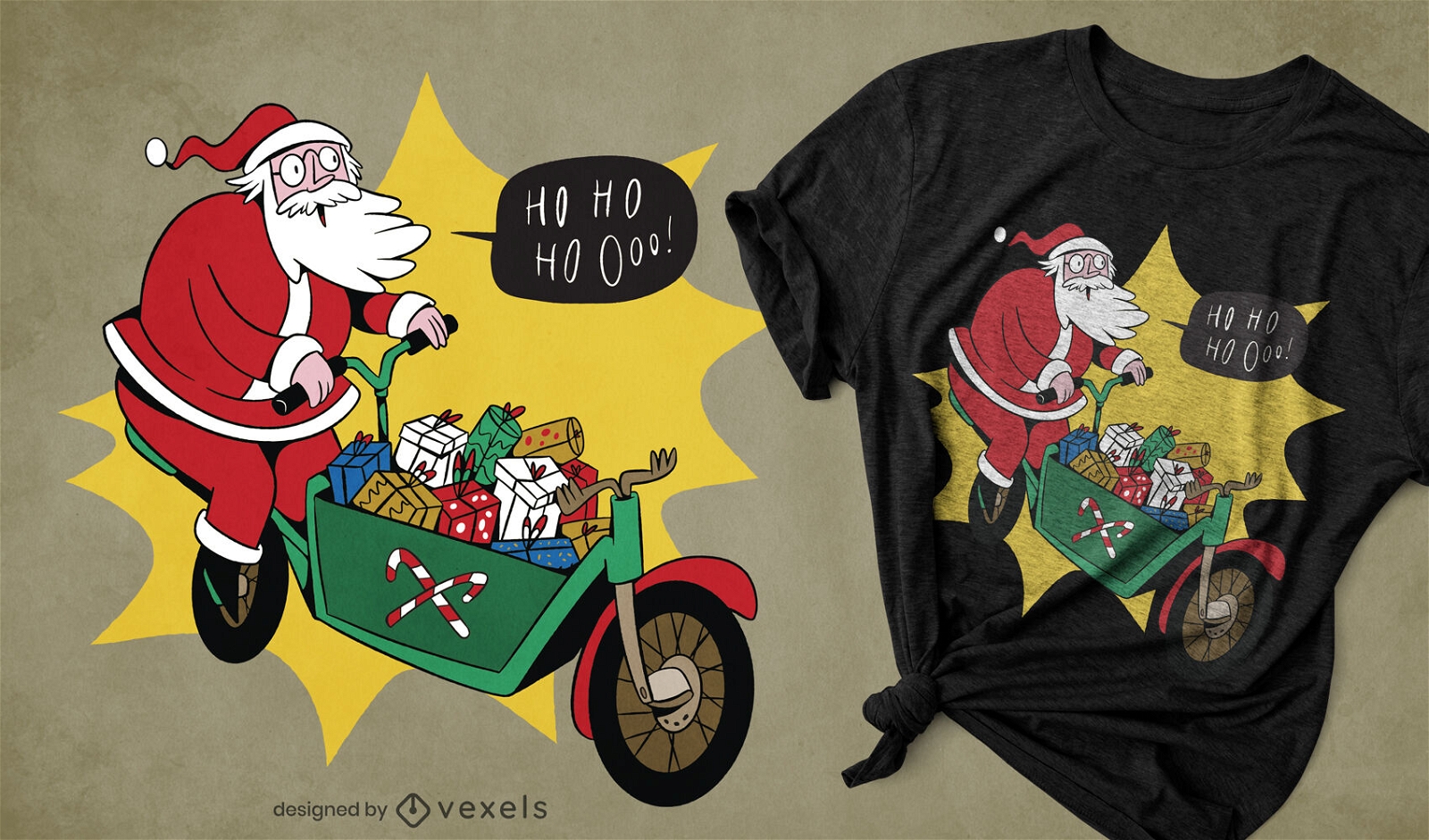 Santa Bike Weihnachts-T-Shirt-Design
