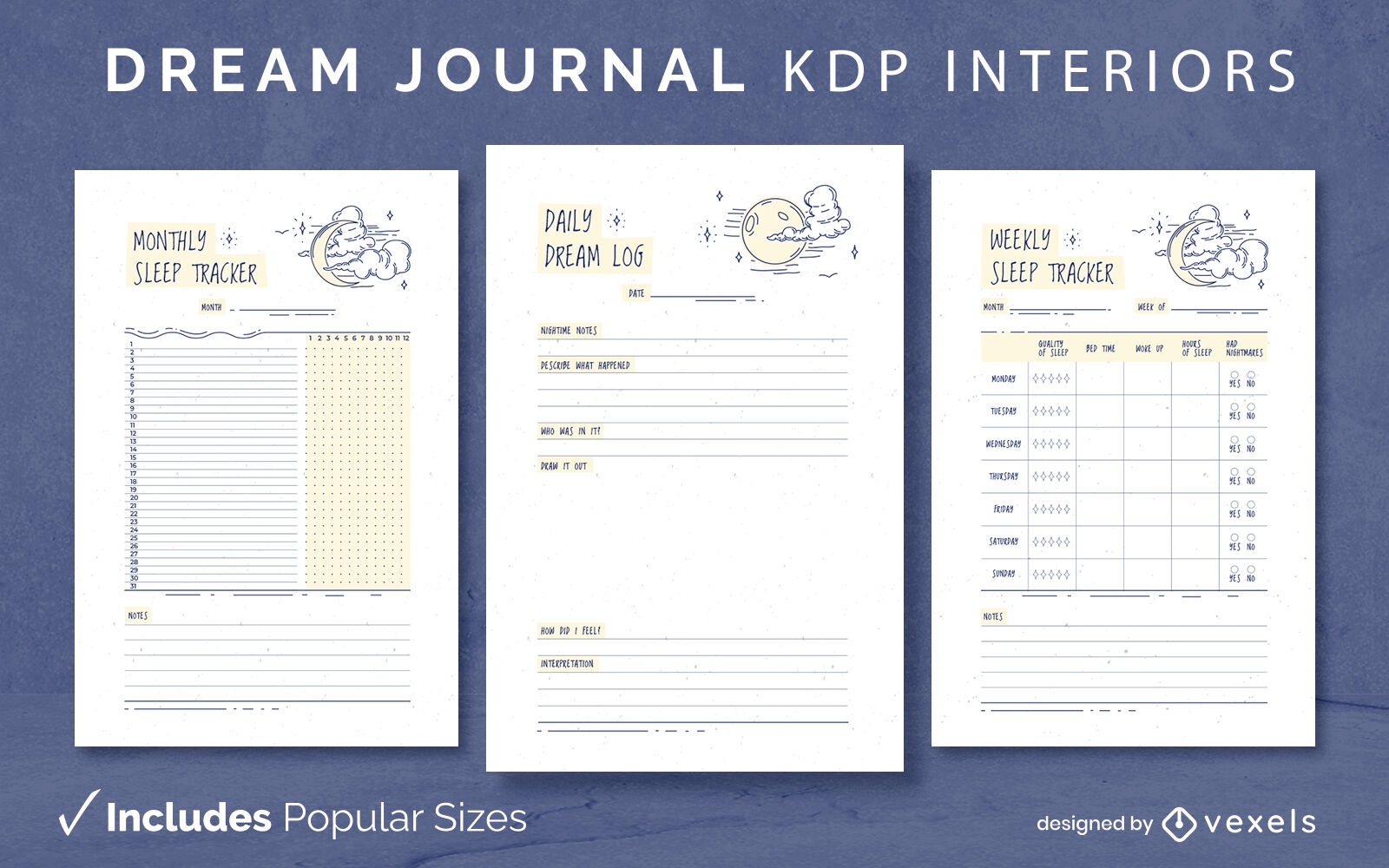 Dream journal template KDP interior design