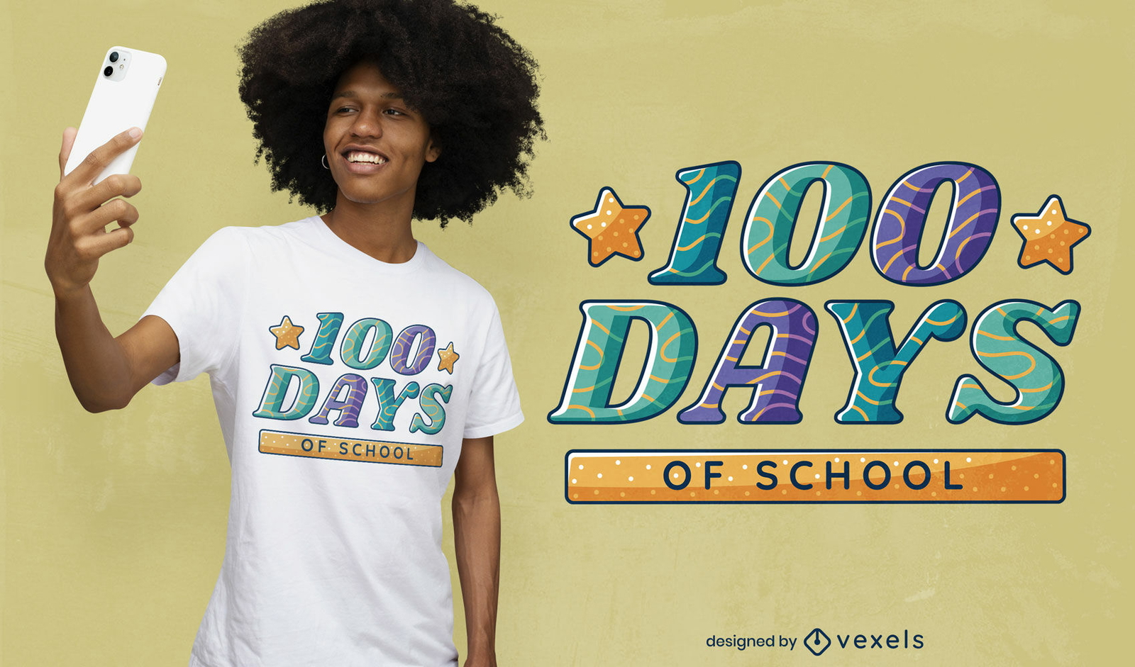 diseño de camiseta de cita de 100 días escolares