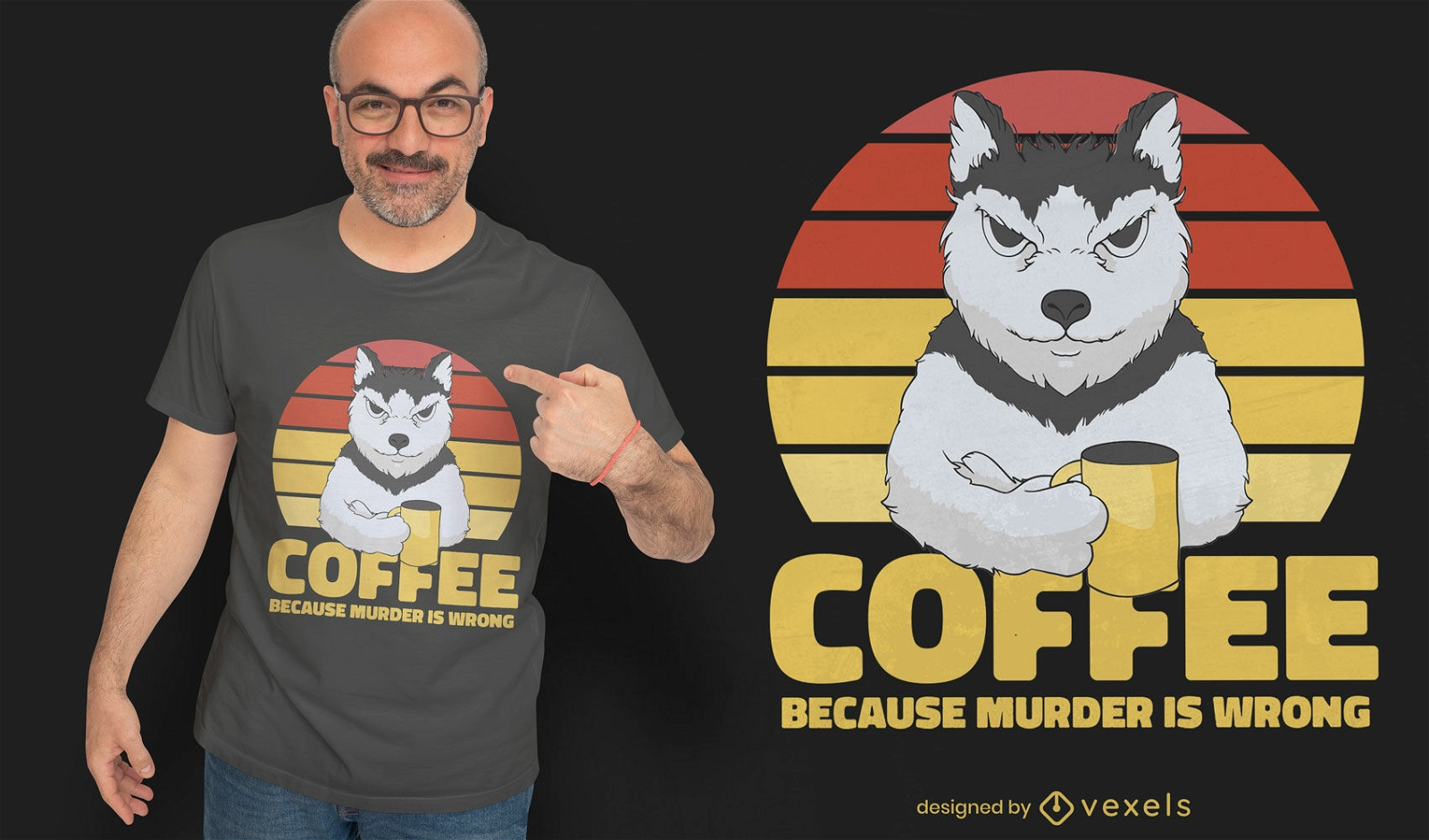 Design de camiseta Café e Assassinato