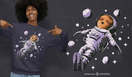 Design de camisetas de astronauta preguiça