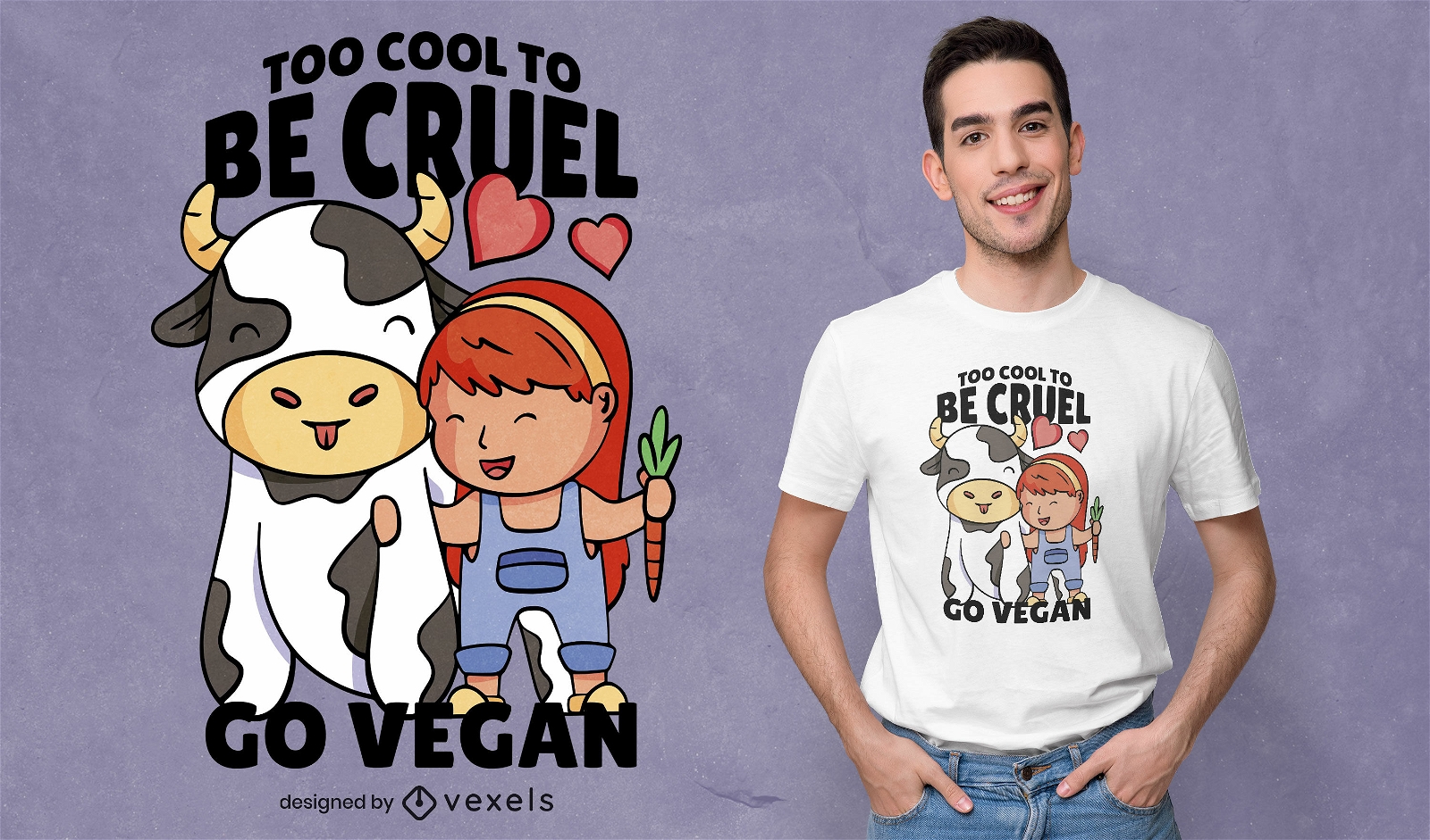 Too Cool to Be Cruel Vegan T-shirt Design