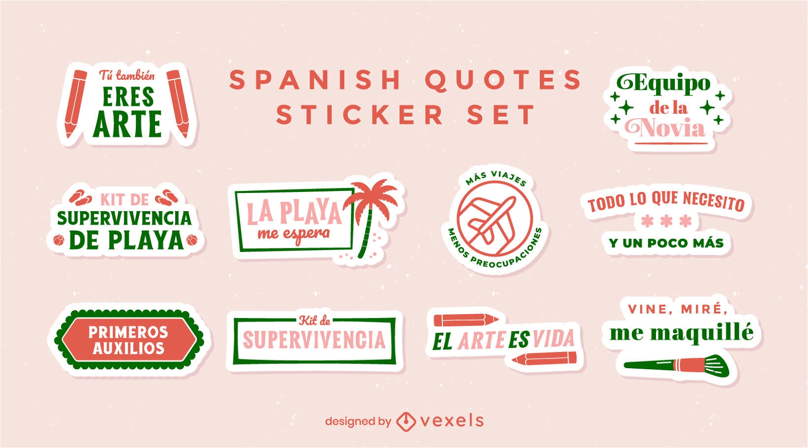 Spanish fun quotes sticker set