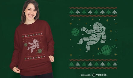 Diseño de camiseta de suéter feo astronauta espacial.