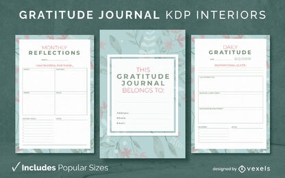 Plantilla de diario de gratitud KDP Diseño de interiores