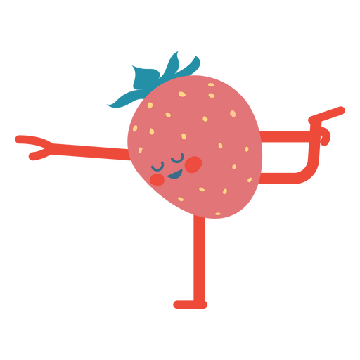 Strawberry in yoga pose