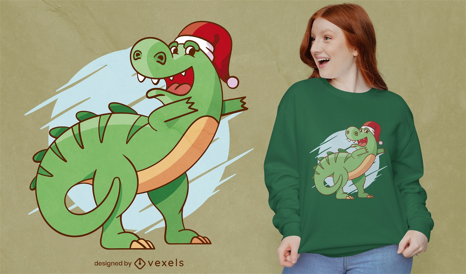 Dabbing design de t-shirt de Natal de dinossauro