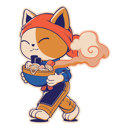 Gato paseando con ramen Diseño PNG